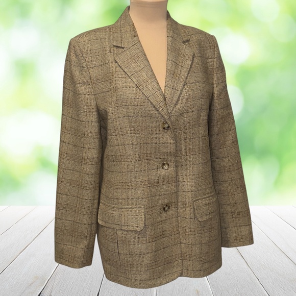 Talbots Jackets & Blazers - Vintage TALBOTS Wool Tweed Blazer Jacket Italian Fabric Plaid Made in USA Sz 10